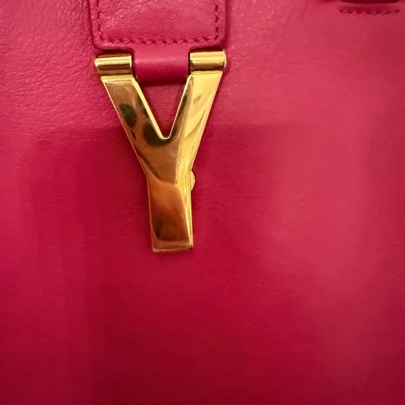 EUC Yves Saint Laurent Cabas Y Fuchsia Satchel with Gold Hardware - Picture 2 of 7
